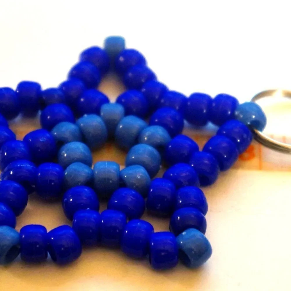 Handmade Blue Stretchy Kandi Star Keychain